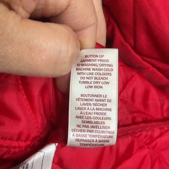 NORTHERN REFLECTIONS Quilted Barn Jacket Red Collar Snap Pockets Equestrian M - Picture 10 of 12